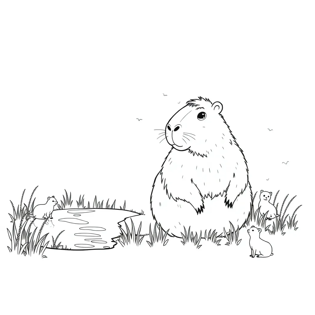 Capybara coloring page