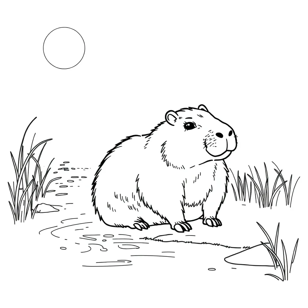 Capybara coloring page