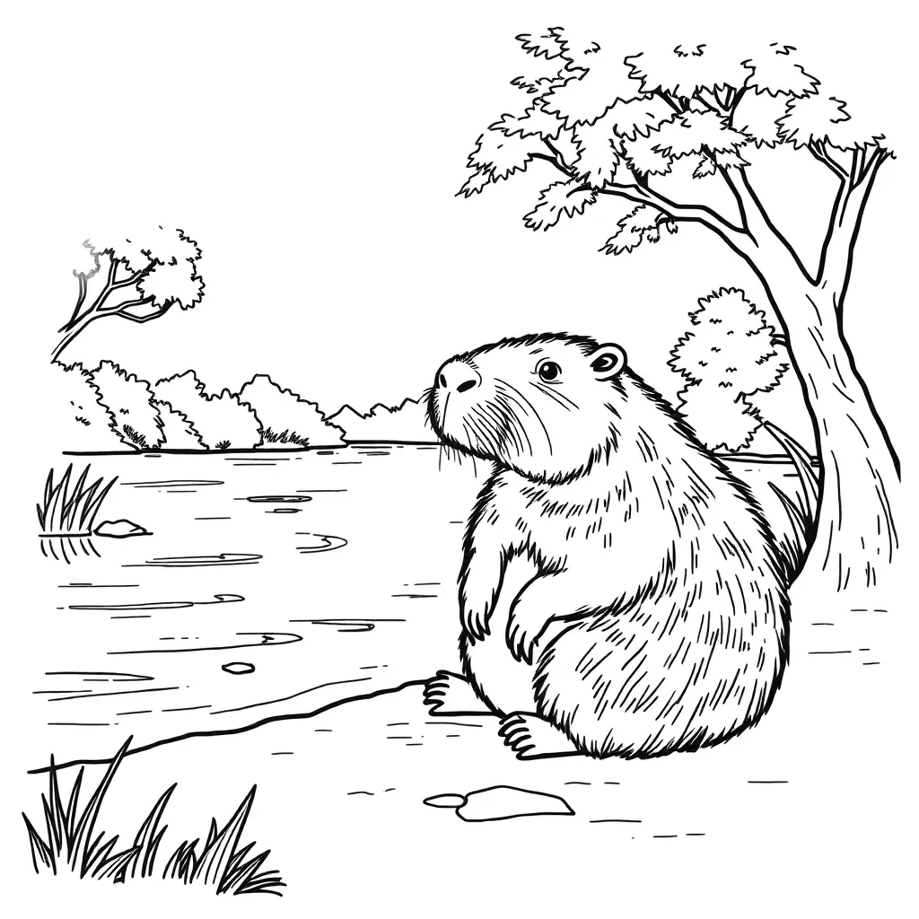 Capybara coloring page