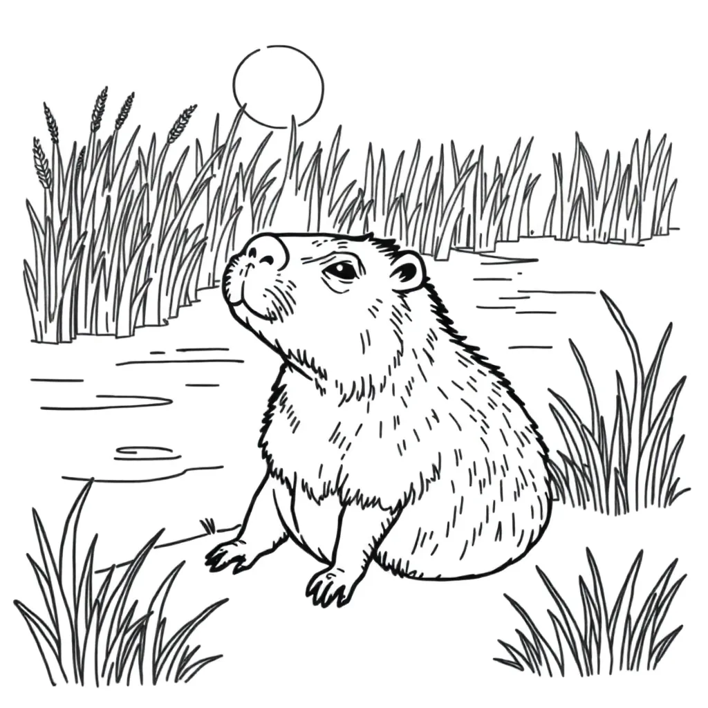 Capybara coloring page