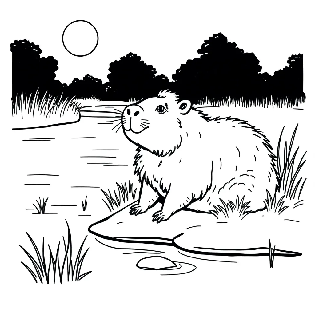Capybara coloring page