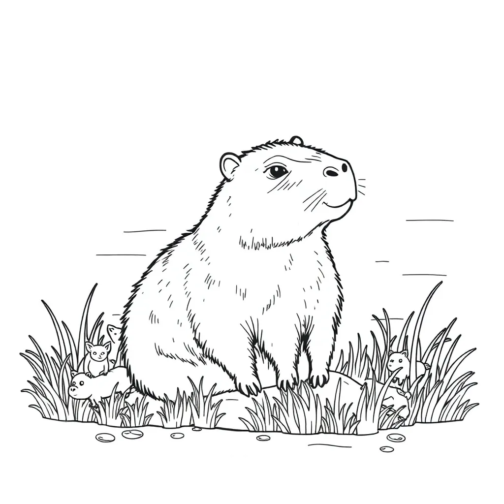 Capybara coloring page