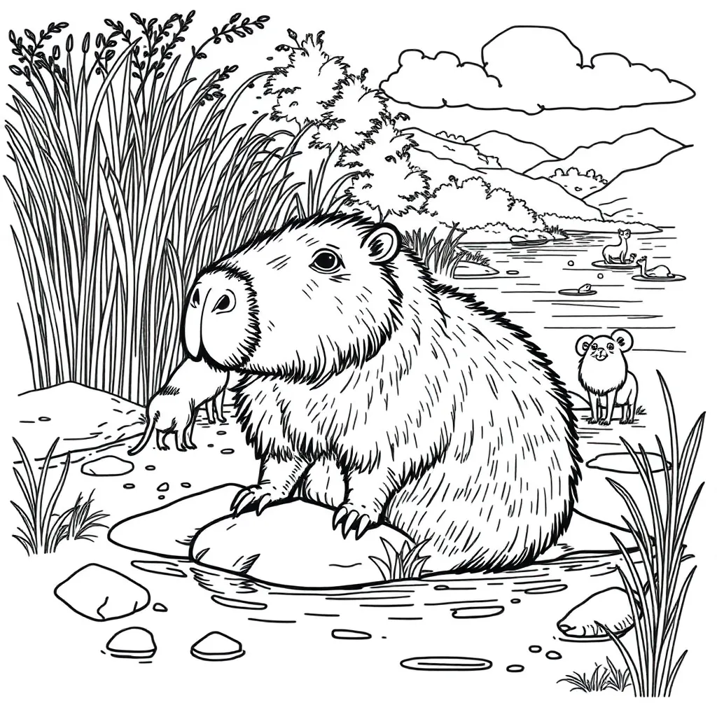Capybara coloring page