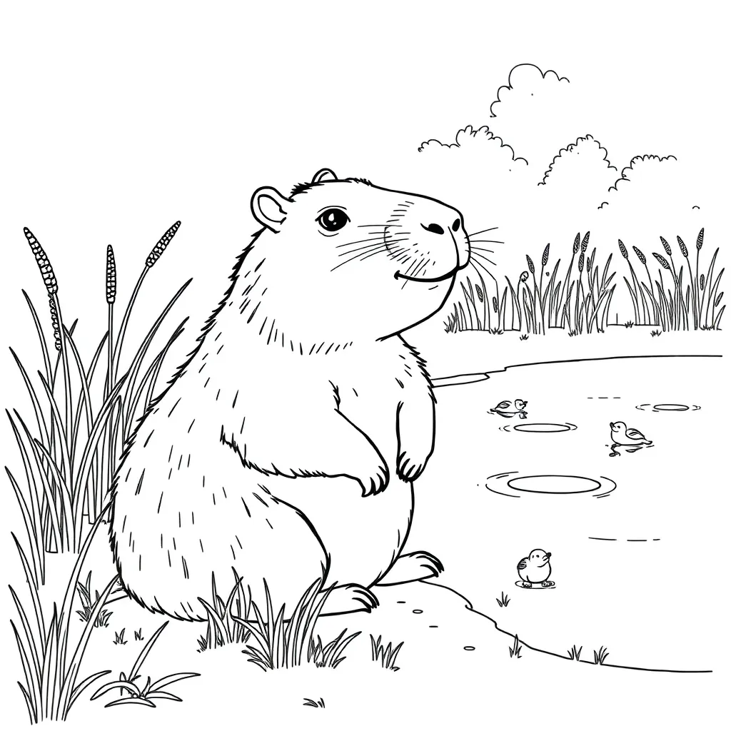 Capybara coloring page