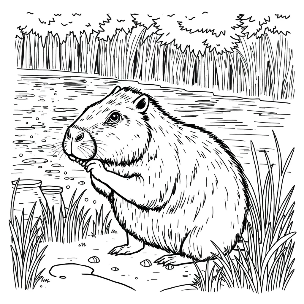 Capybara coloring page
