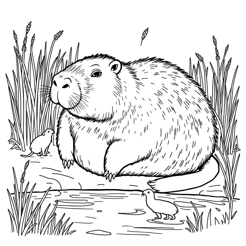 Capybara coloring page