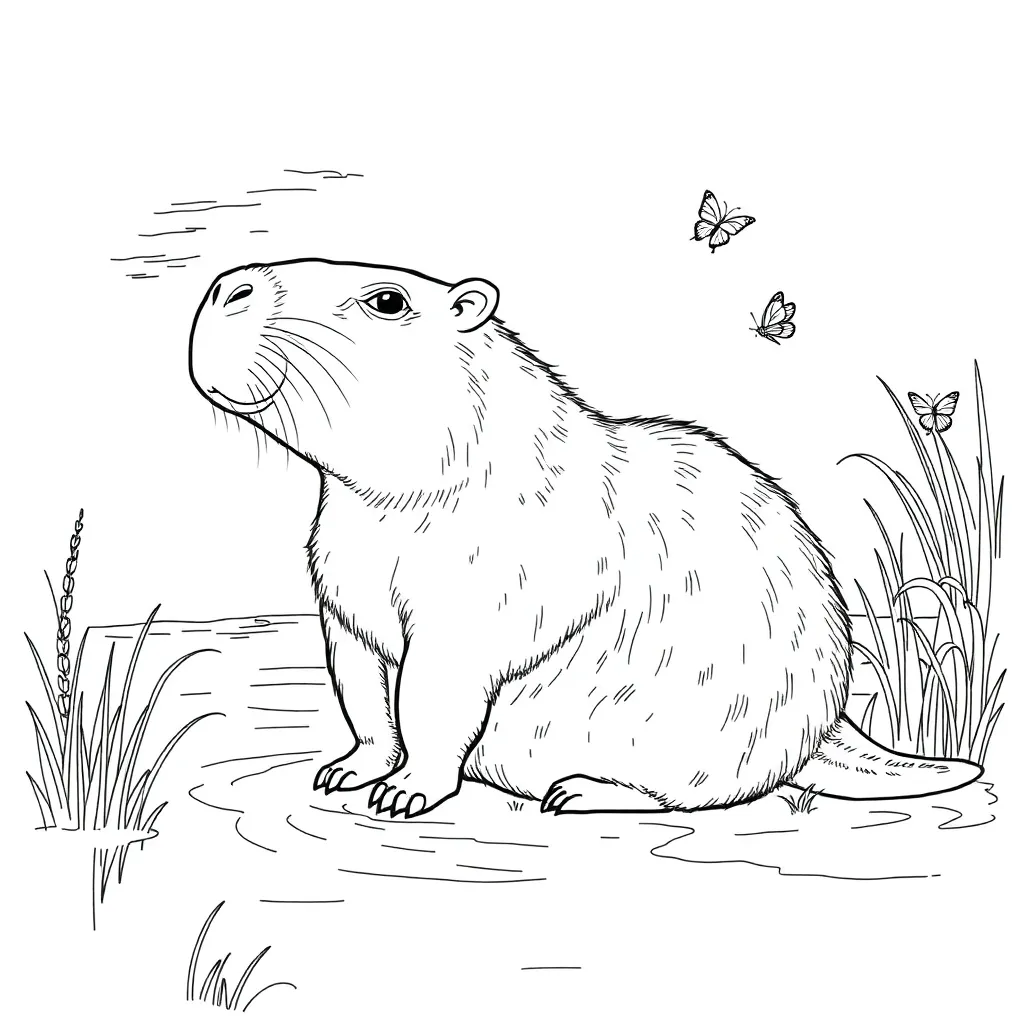 Capybara coloring page