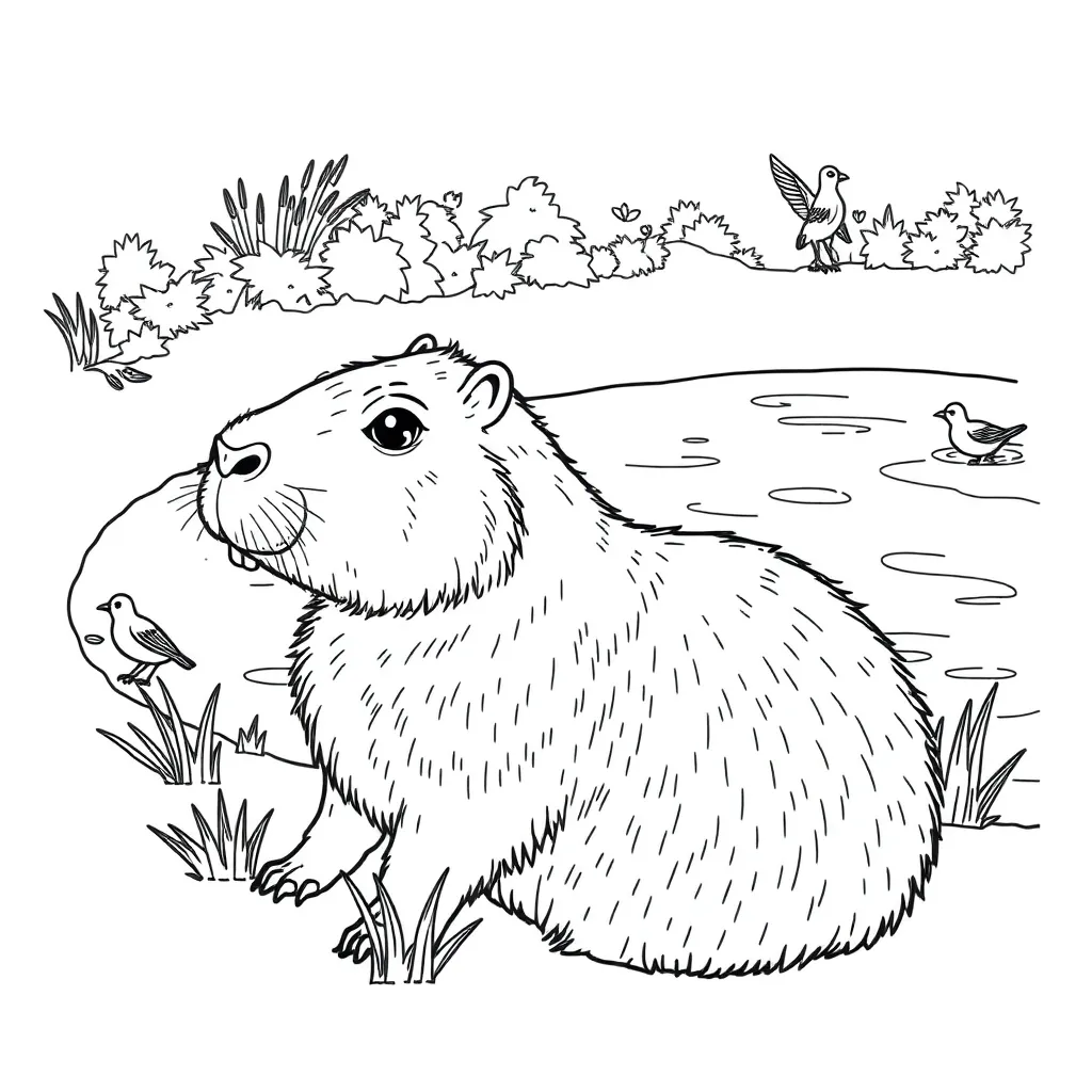 Capybara coloring page
