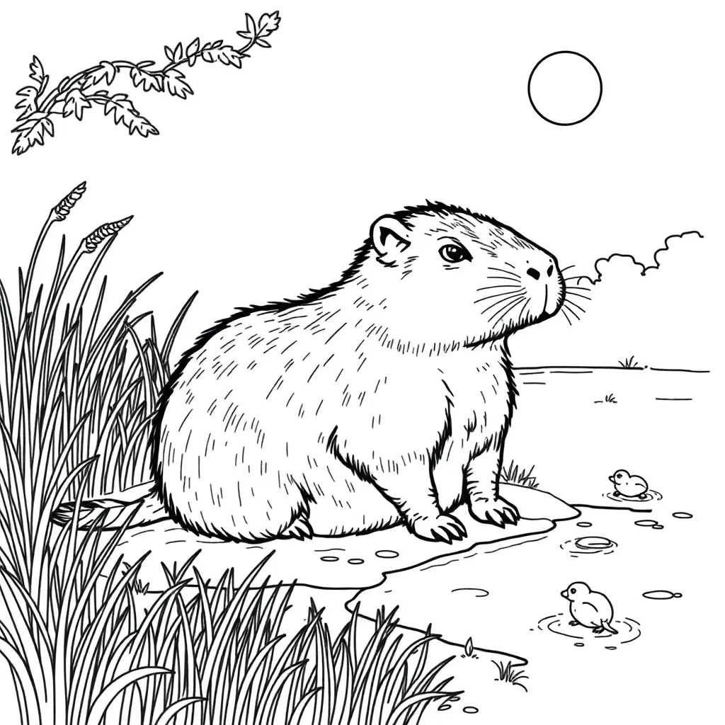 Capybara coloring page