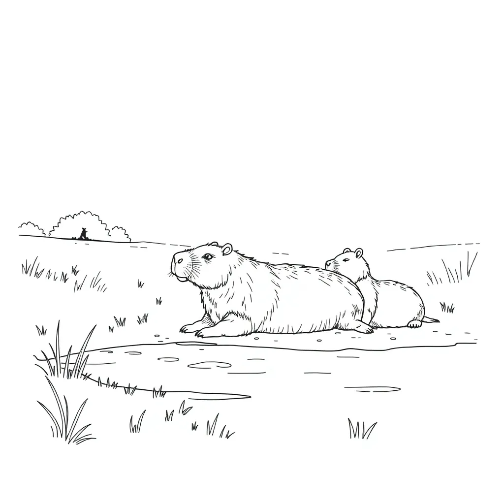 Capybara coloring page