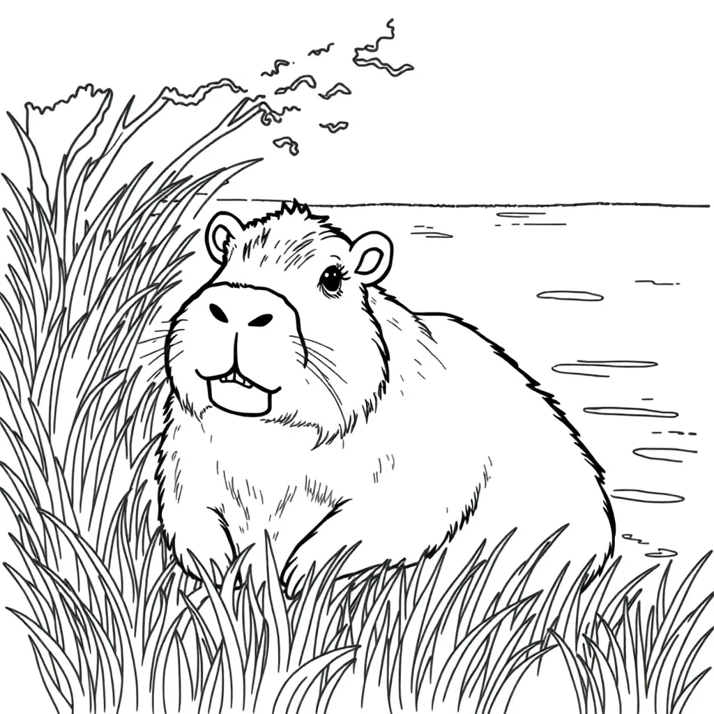 Capybara coloring page