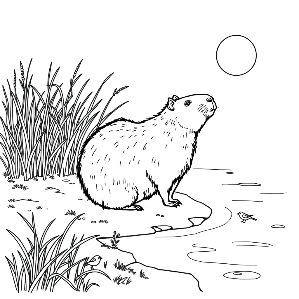 Capybara coloring page