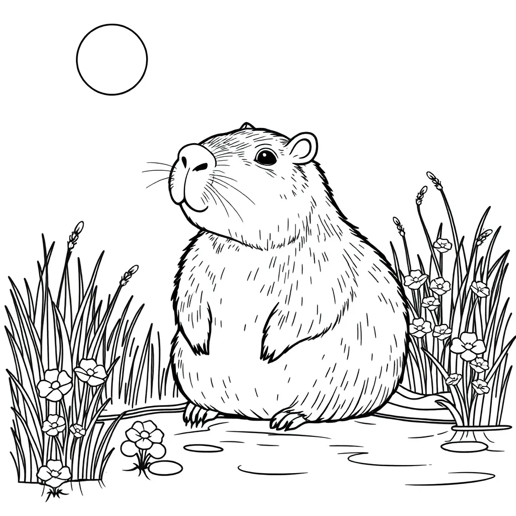 Capybara coloring page
