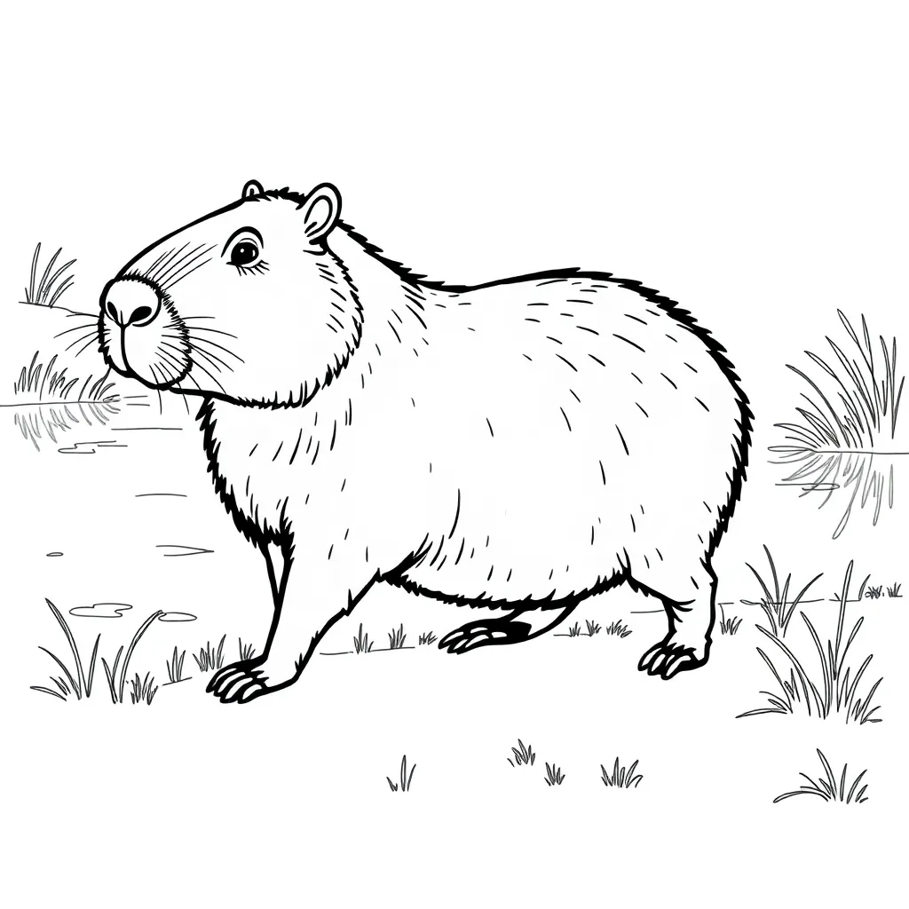 Capybara coloring page