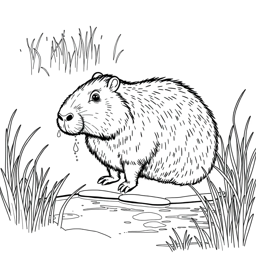 Capybara coloring page