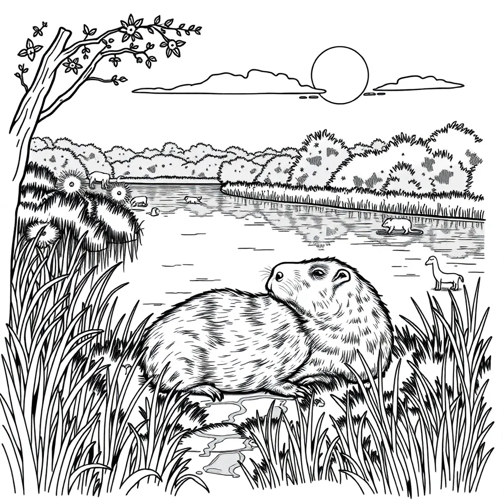 Capybara coloring page