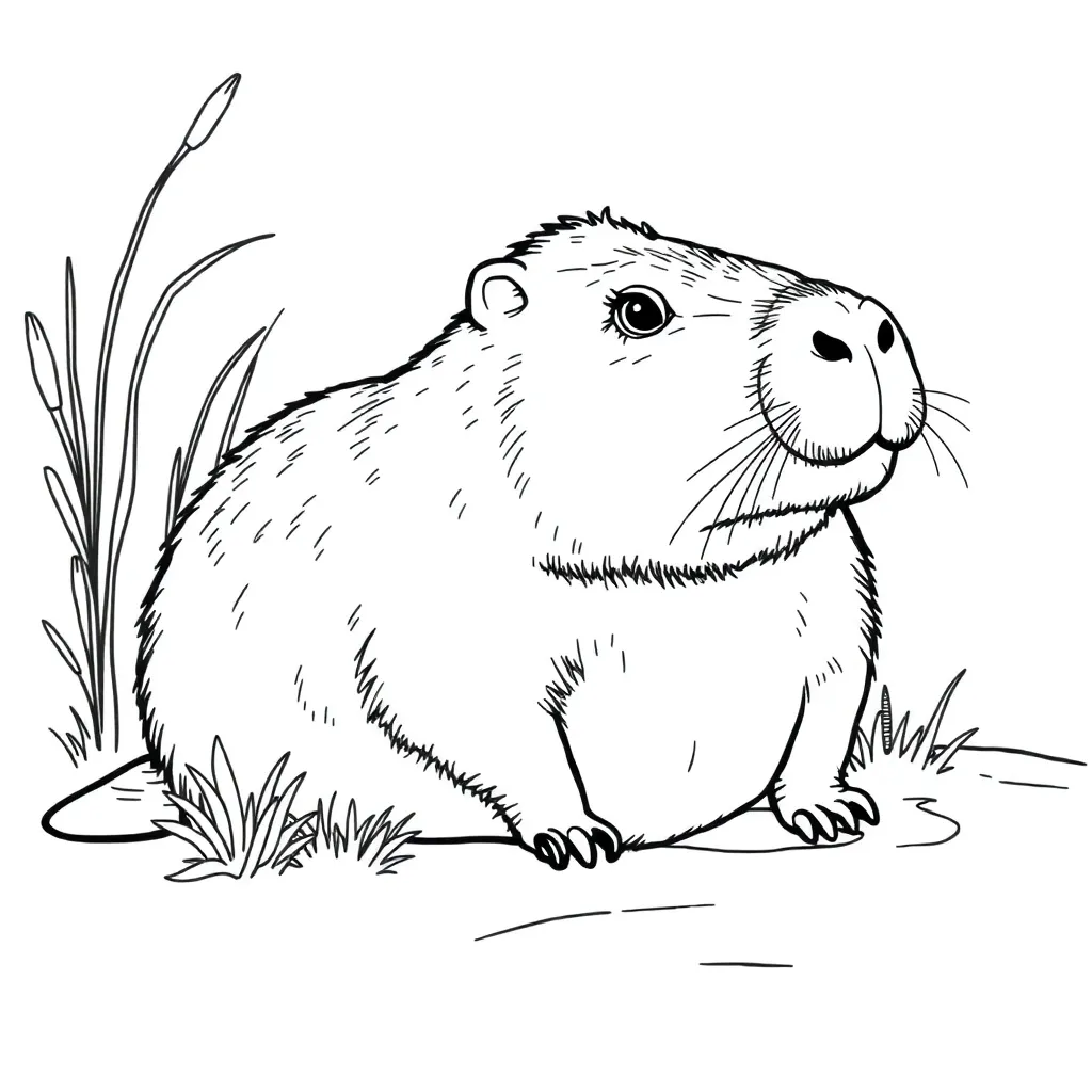 Capybara coloring page