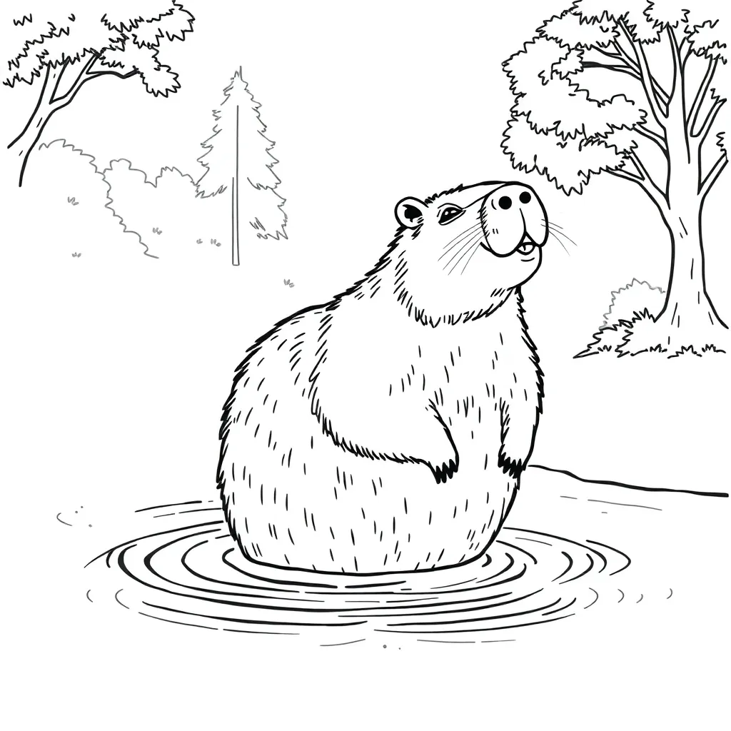 Capybara coloring page