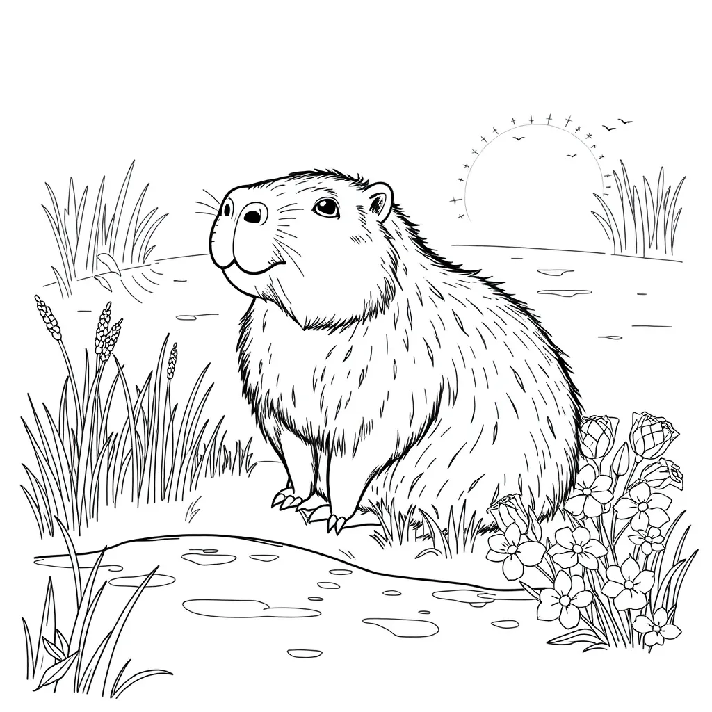 Capybara coloring page