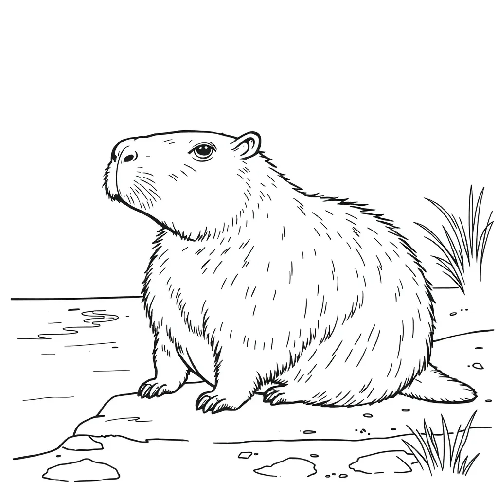 Capybara coloring page