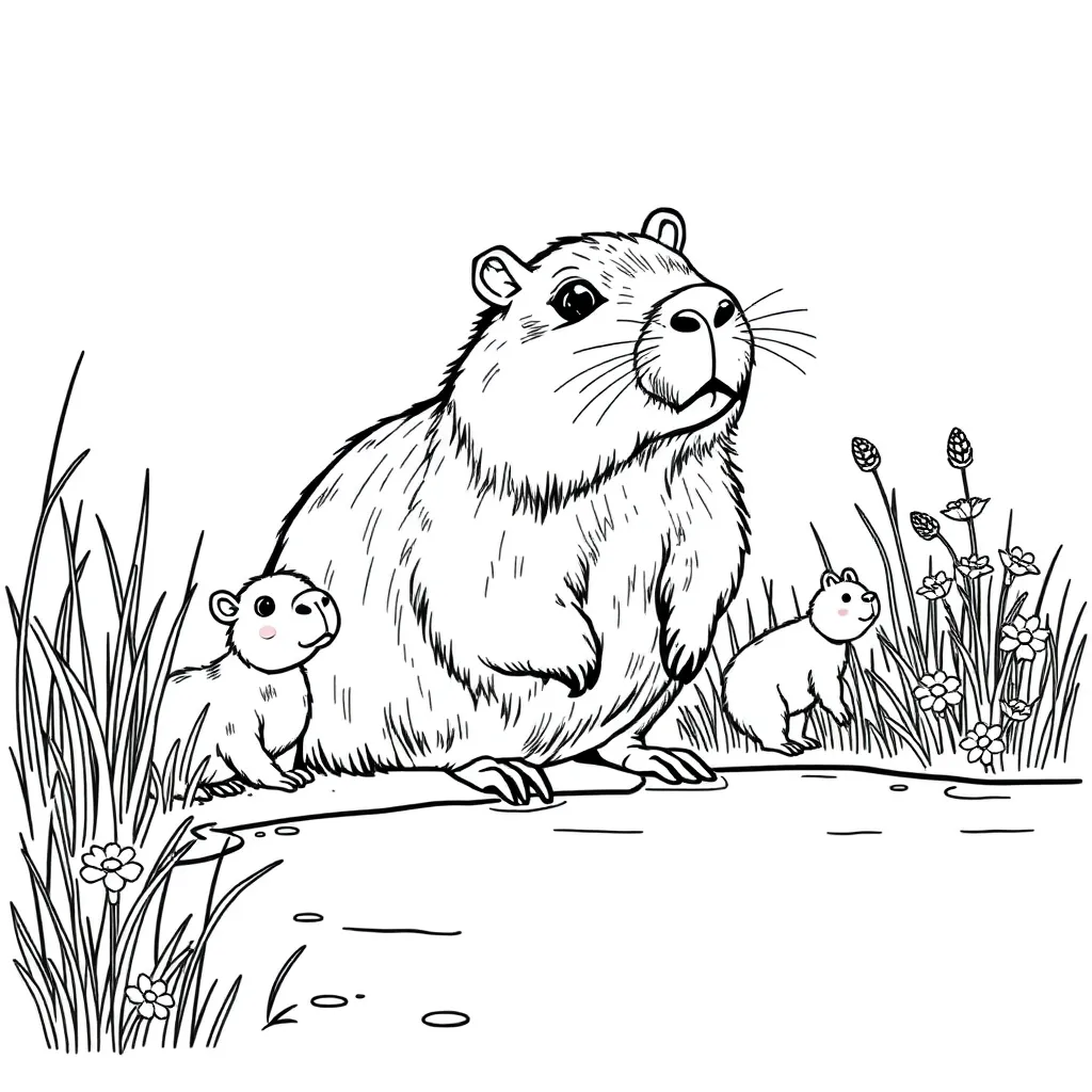 Capybara coloring page