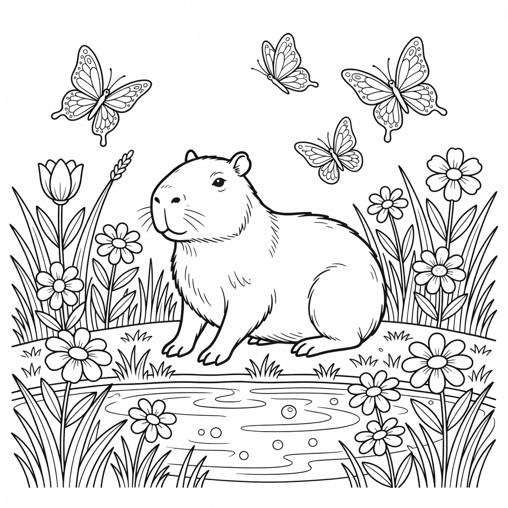 Capybara coloring page