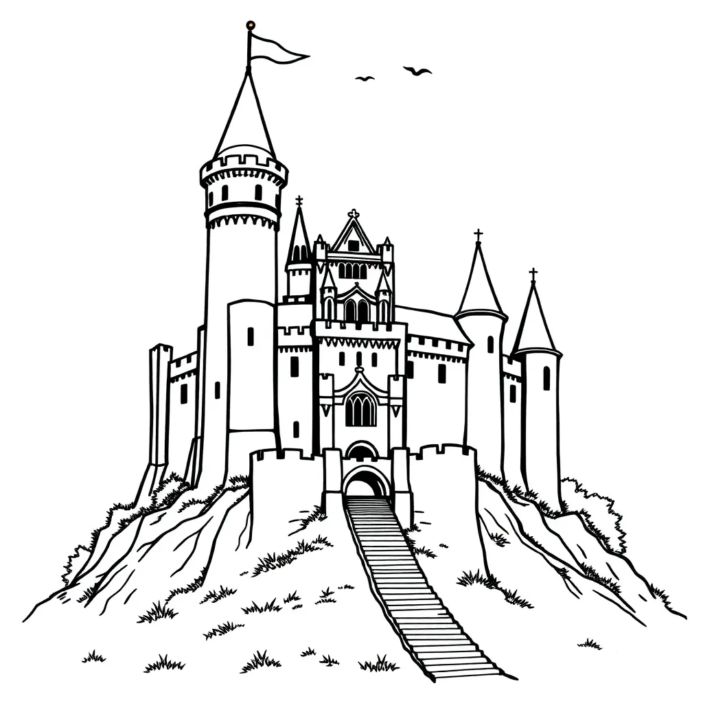 Castle coloring page