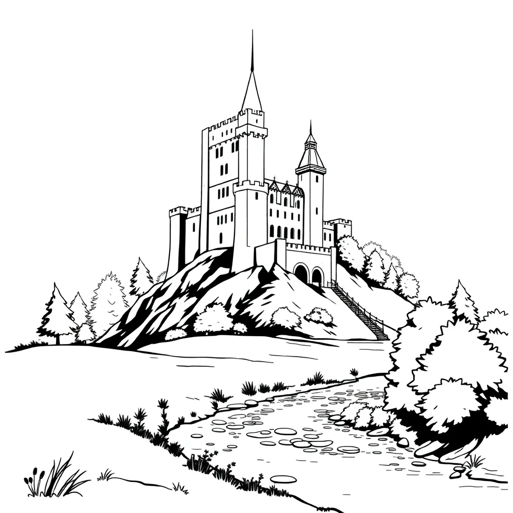 Castle coloring page