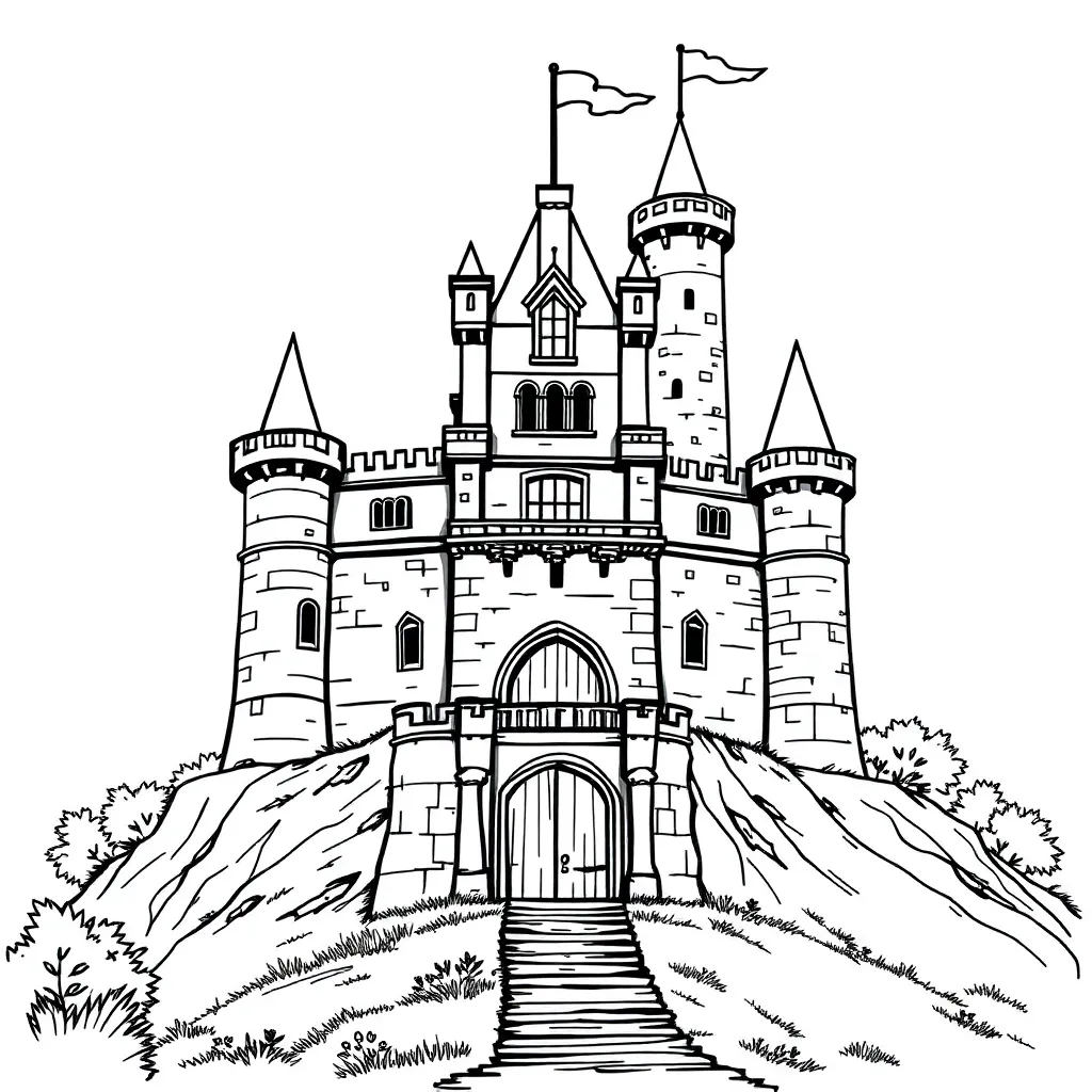 Castle coloring page