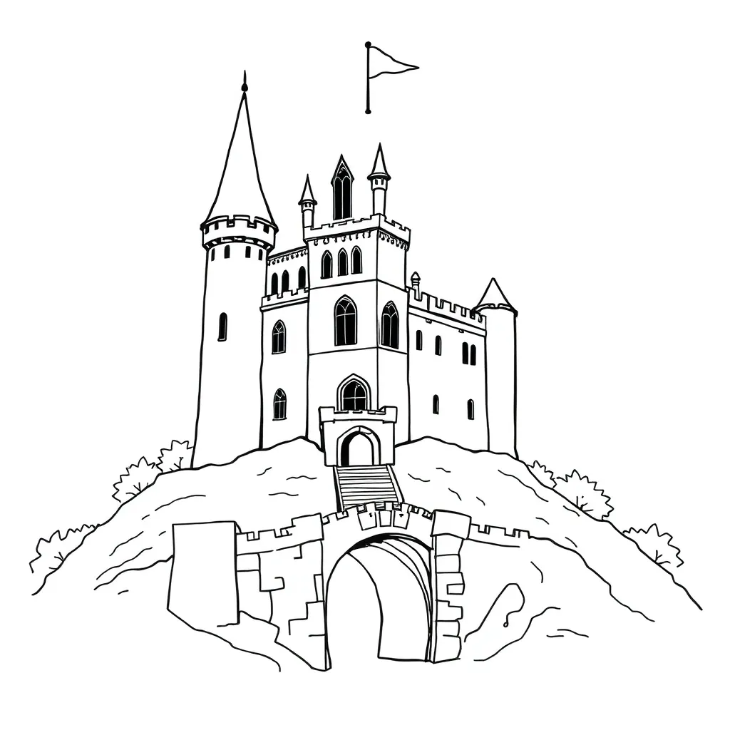 Castle coloring page