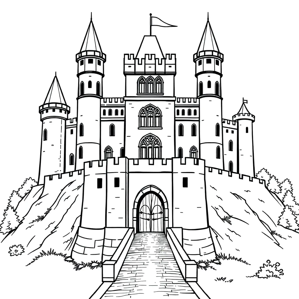 Castle coloring page