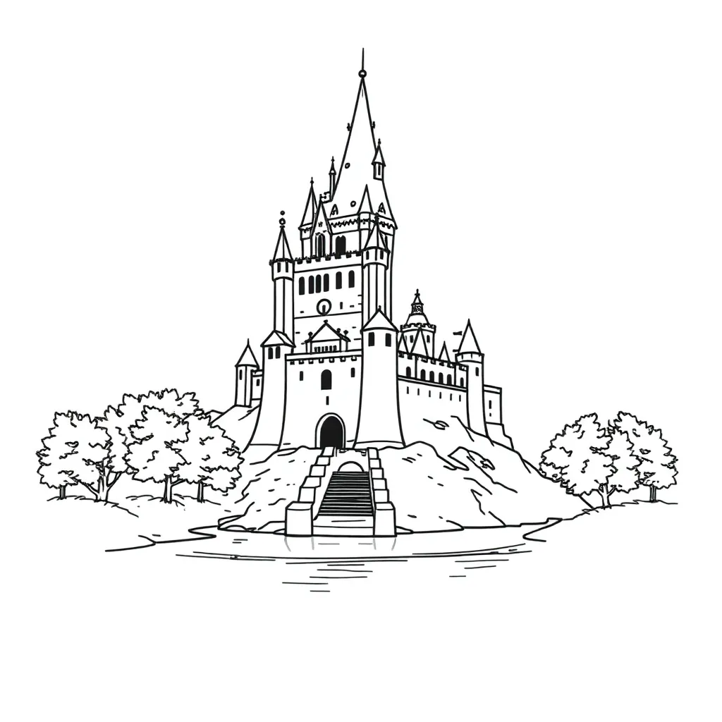 Castle coloring page