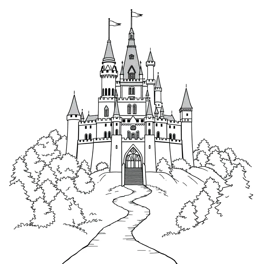 Castle coloring page