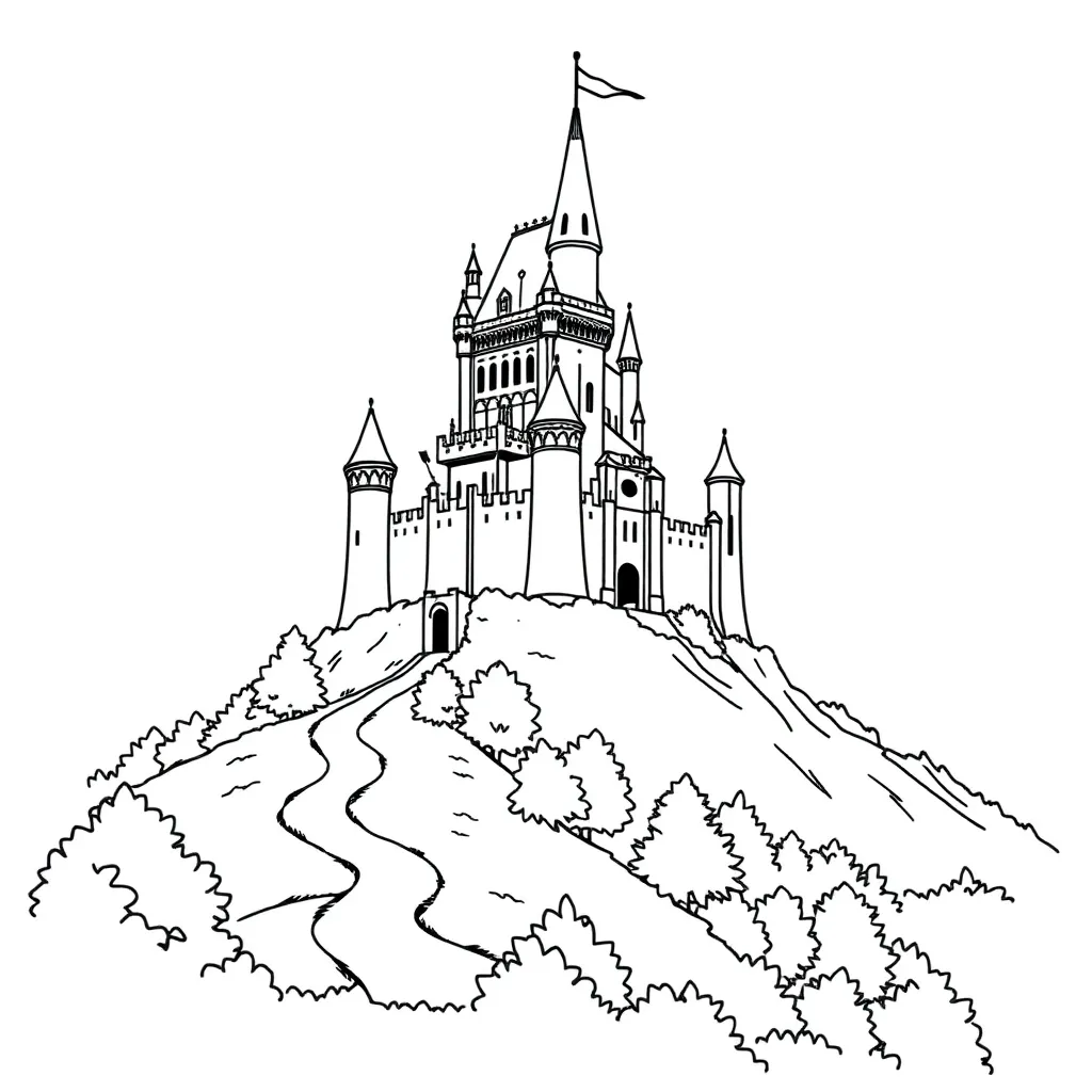 Castle coloring page
