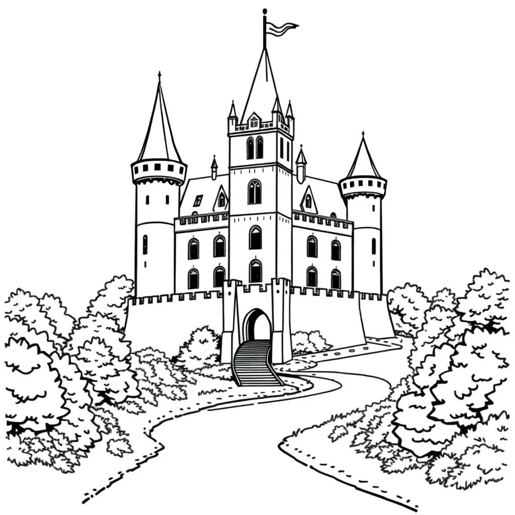 Castle coloring page