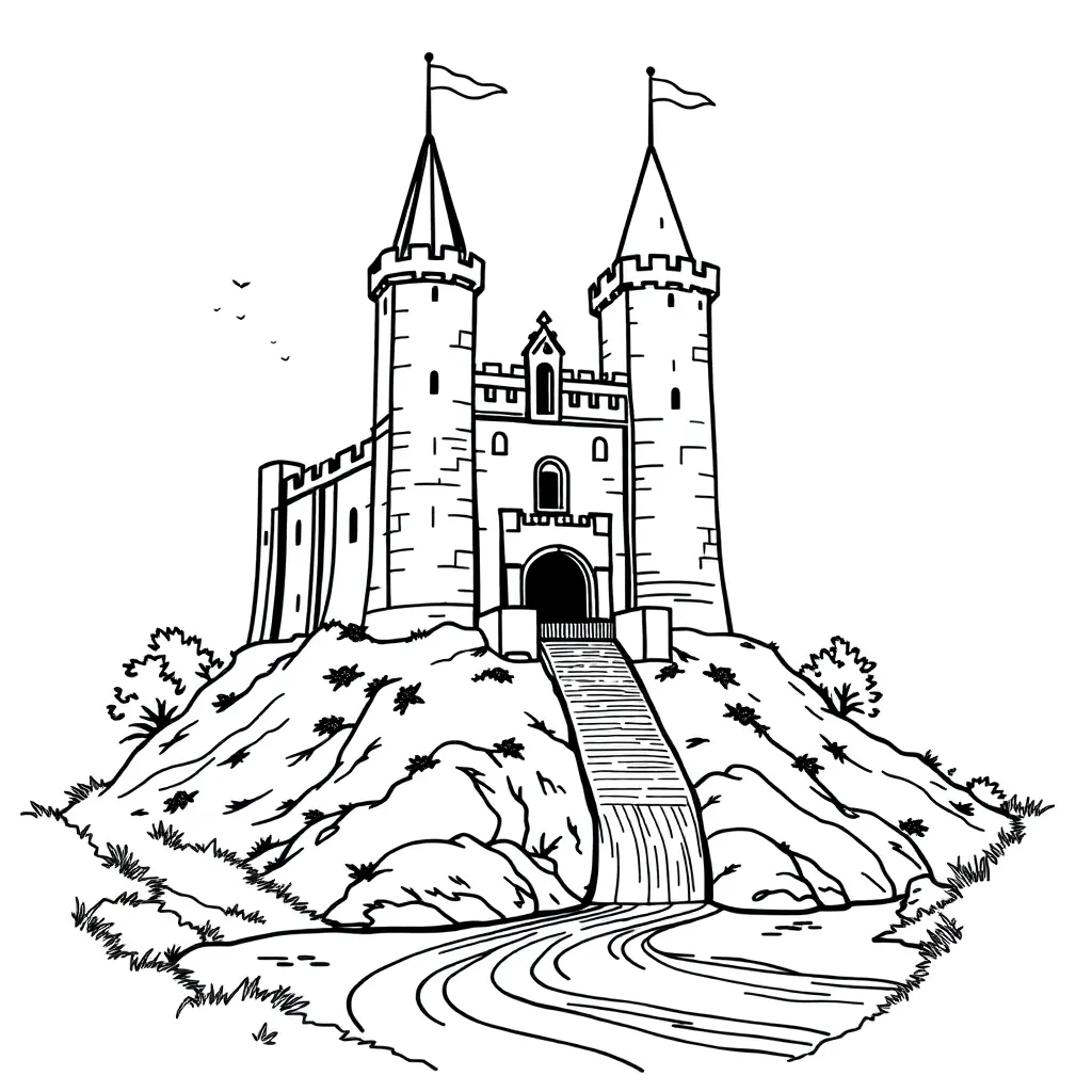 Castle coloring page