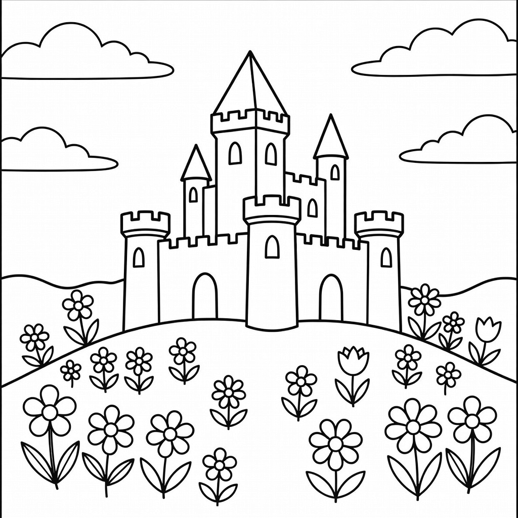 Castle coloring page