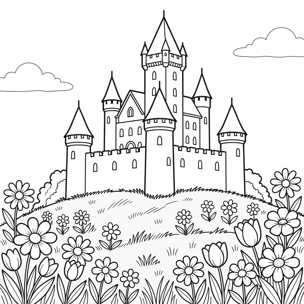 Castle coloring page