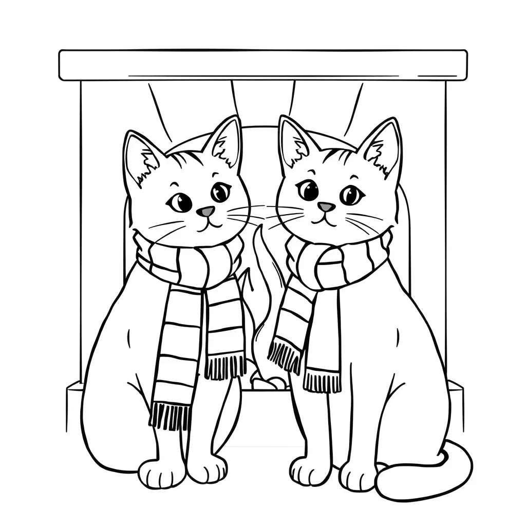 Christmas Cats coloring page