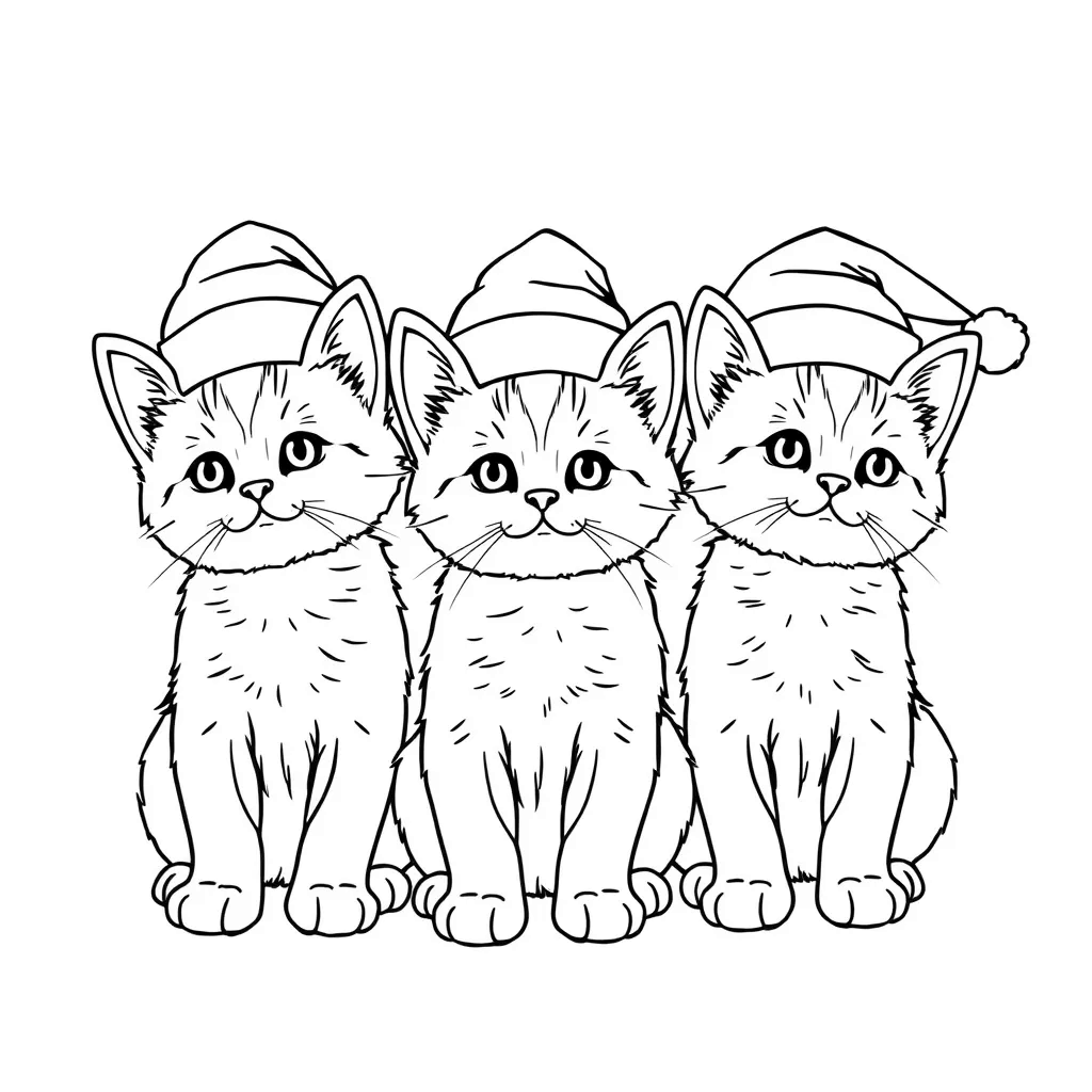 Christmas Cats coloring page
