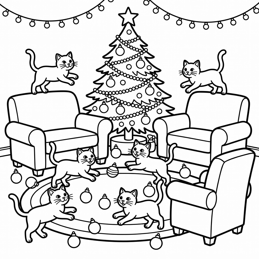 Christmas Cats coloring page
