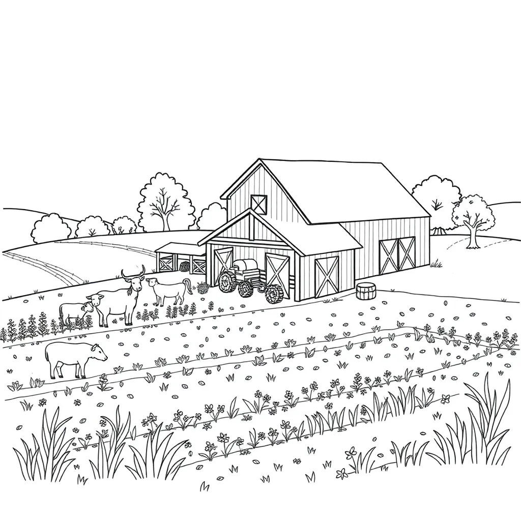 Farm coloring page