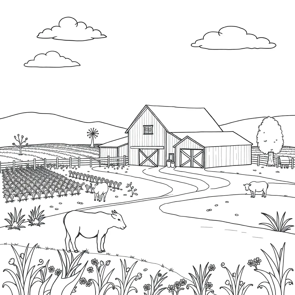 Farm coloring page