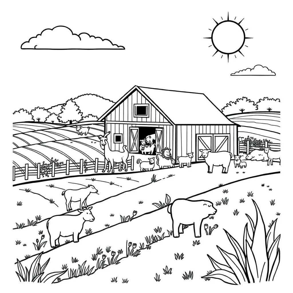 Farm coloring page