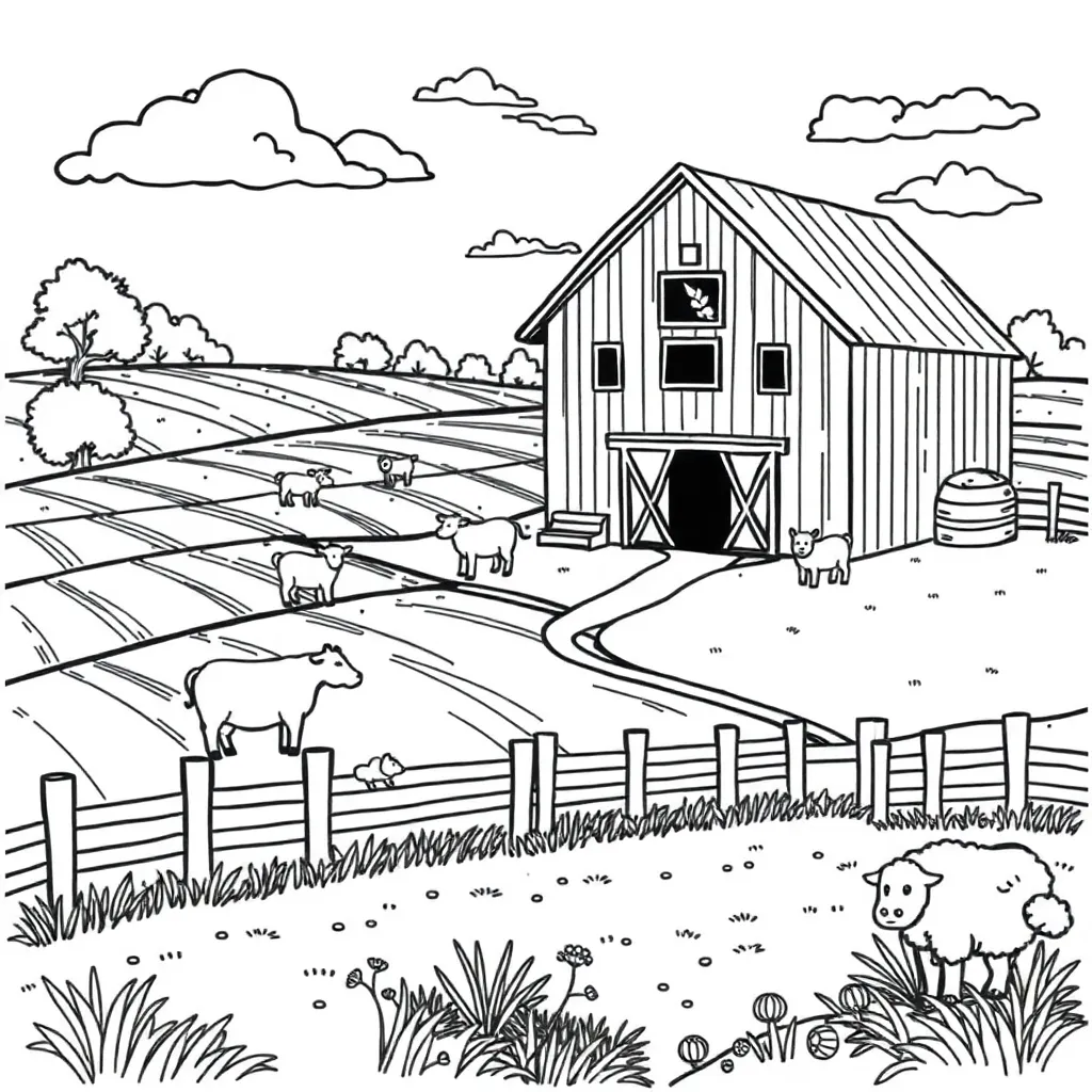 Farm coloring page