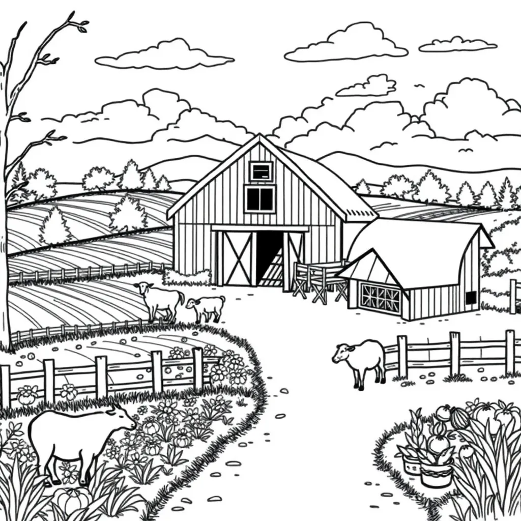 Farm coloring page