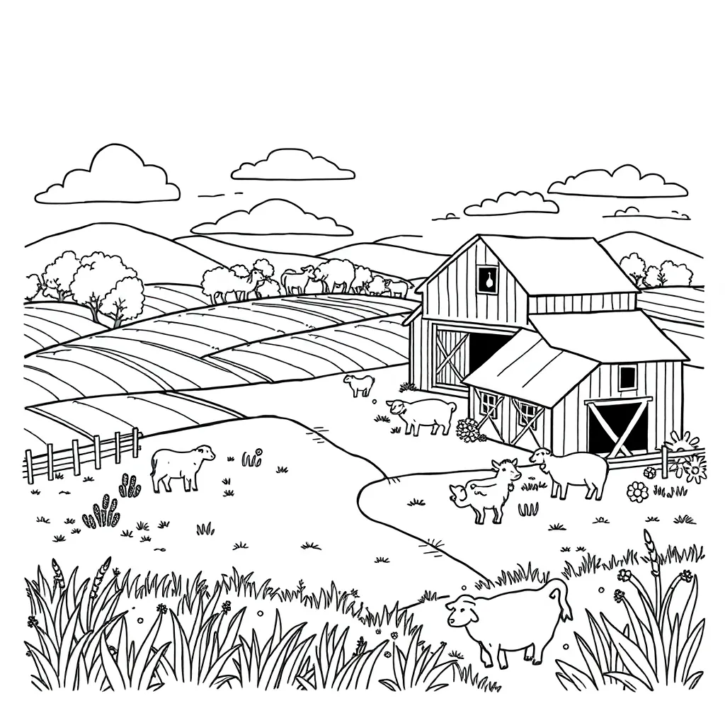 Farm coloring page