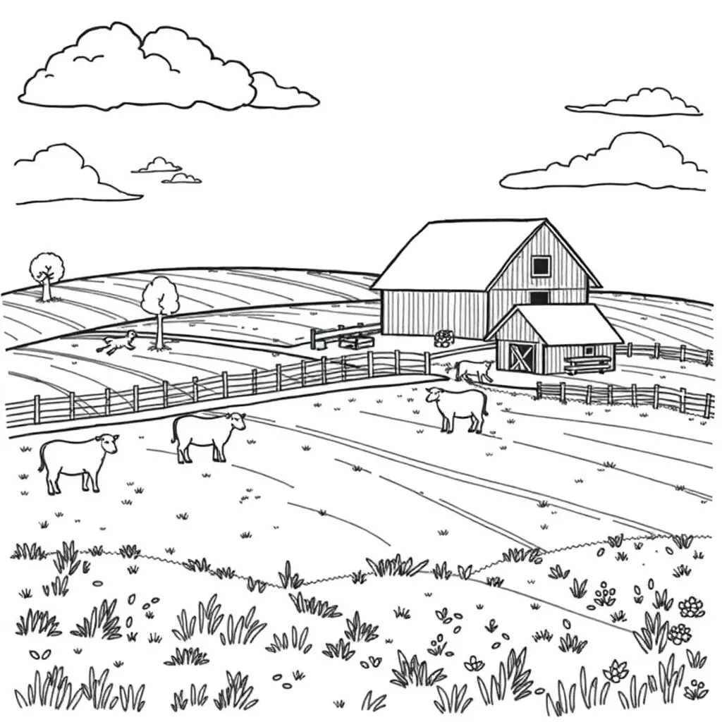 Farm coloring page