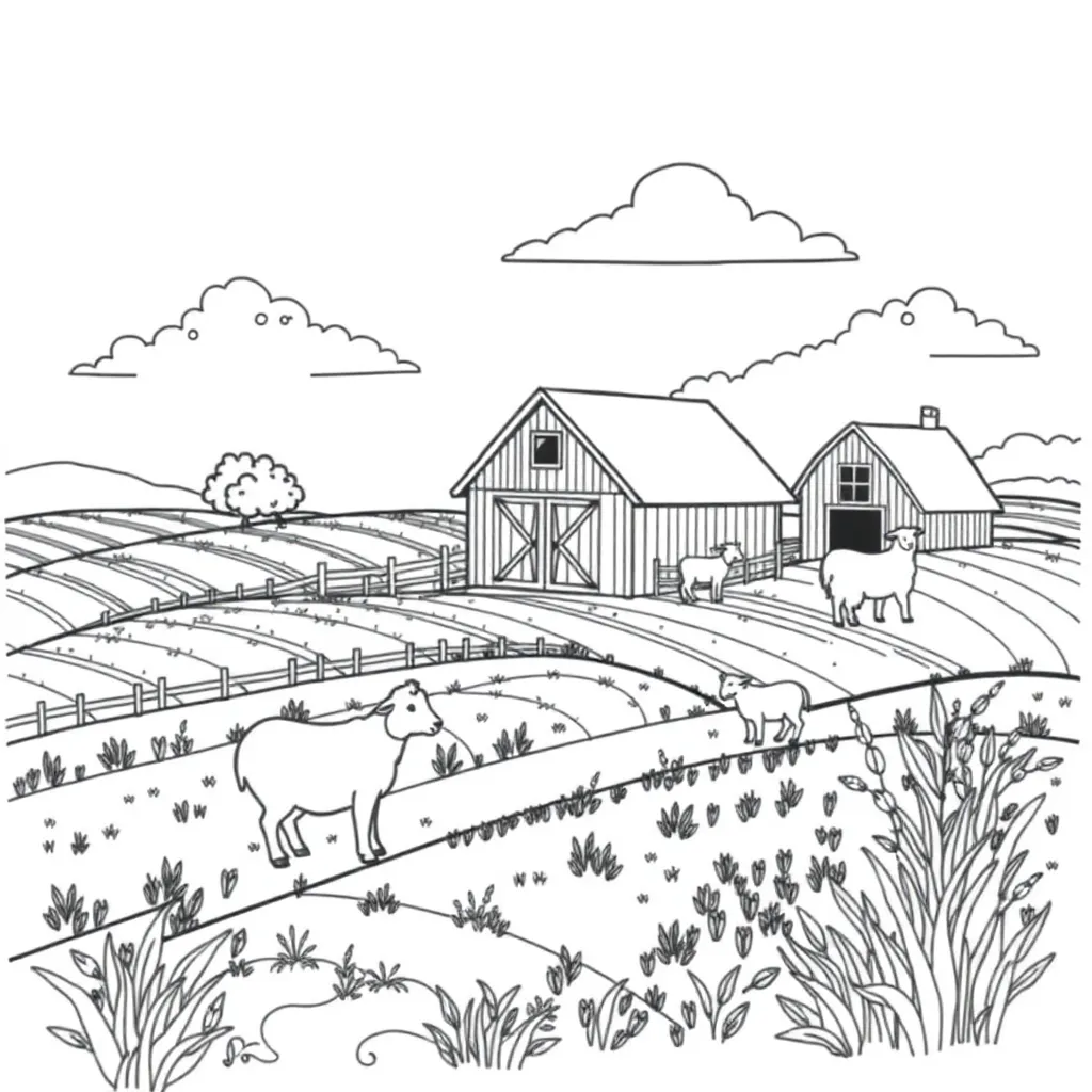 Farm coloring page