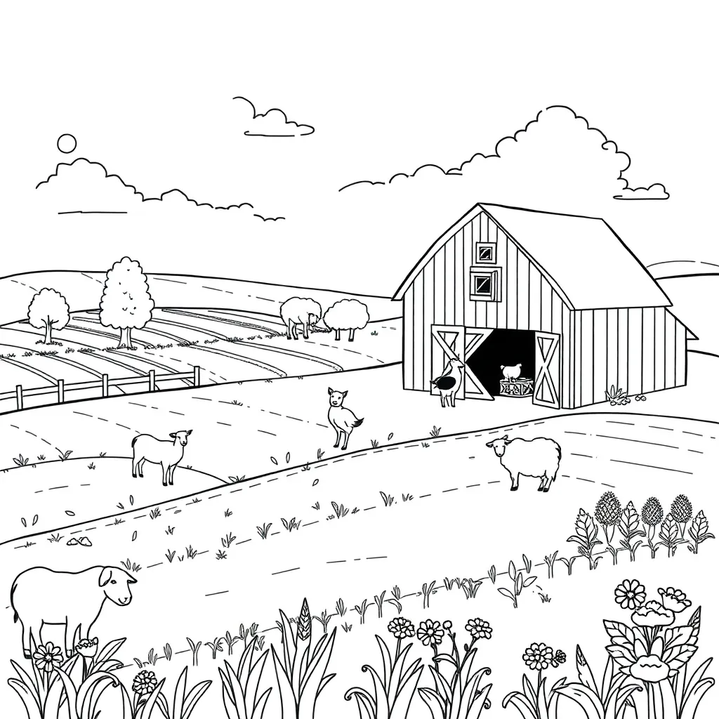 Farm coloring page